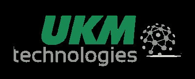 UKM Technologies Firmenlogo mit vernetztem Muster