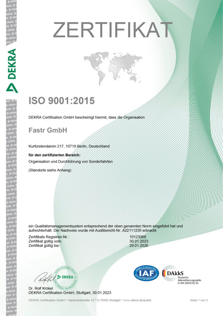 Zertifikat Fastr ISO 9001:2015 gültig bis 29.01.2026