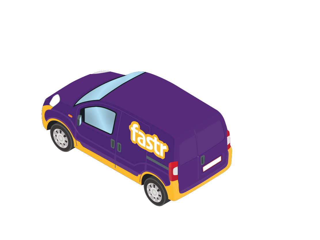 Violetter Caddy Transporter der Spedition Fastr