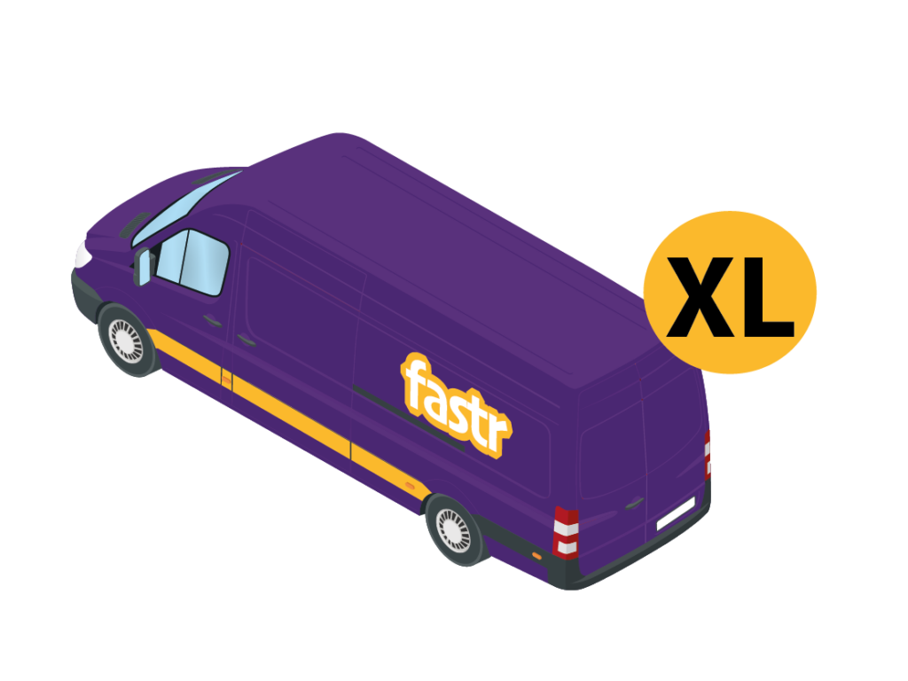 Violetter XL Transporter der Spedition Fastr.