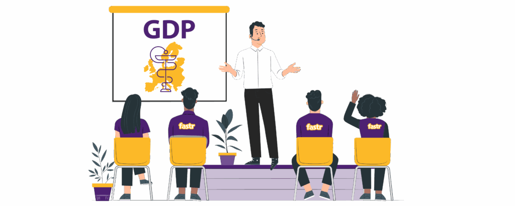 Vortrag über europäisches BIP vor Zuhörern