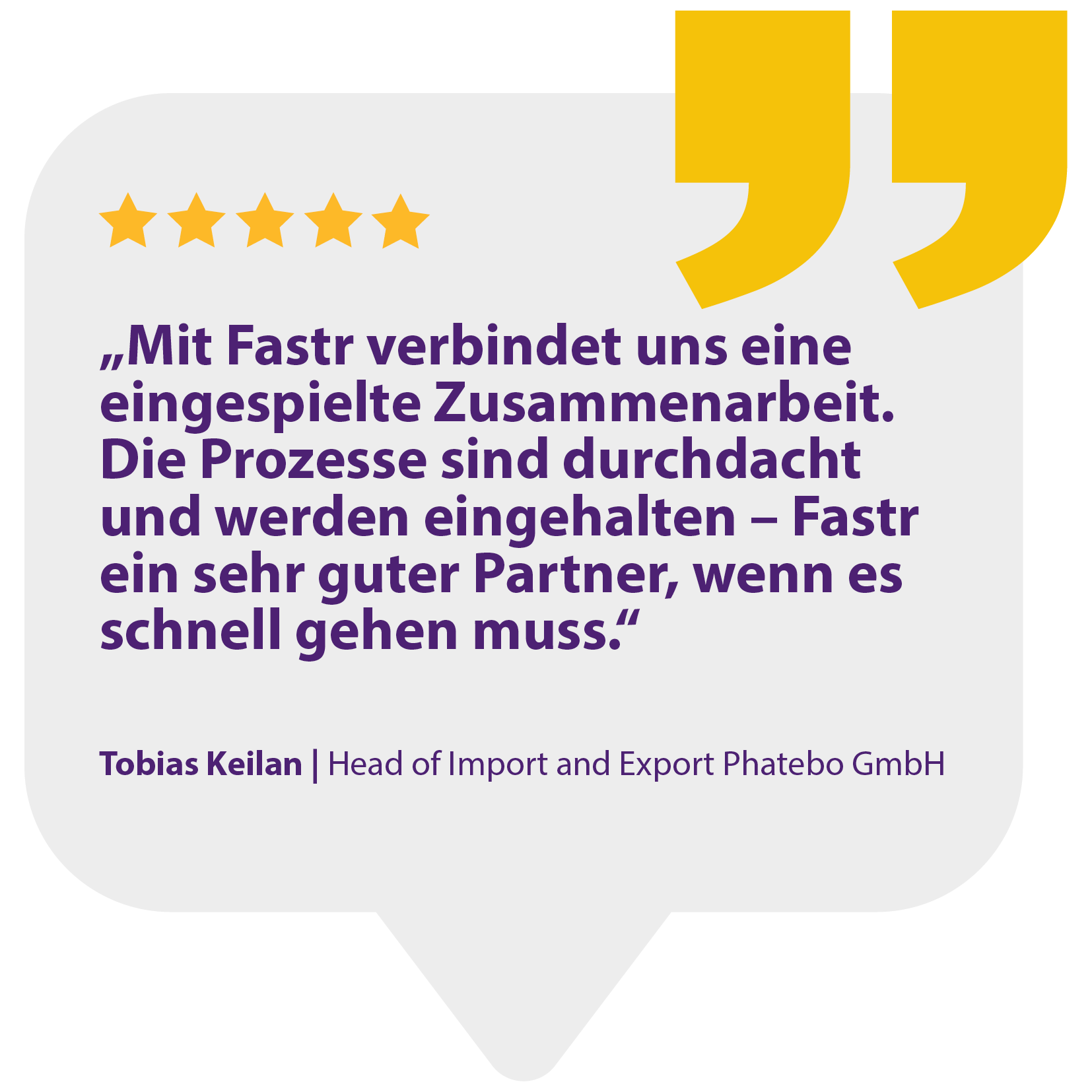 Kundenbewertung: Positive Zusammenarbeit mit Fastr.