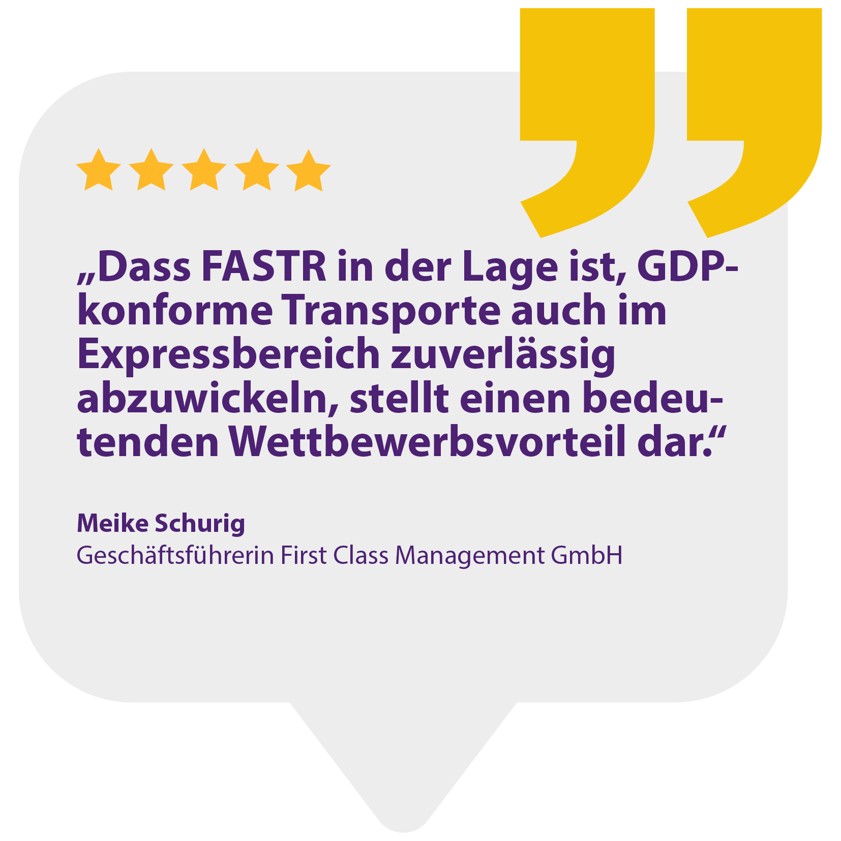 Bewertung über zuverlässige GDP-konforme Transporte von FASTR.