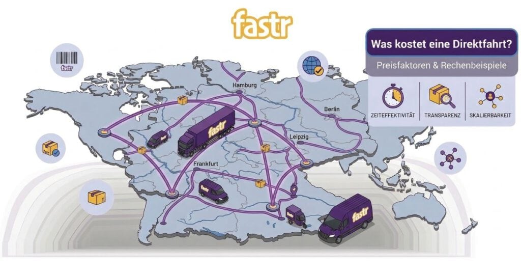 Logistiknetzwerk mit Lkw auf Weltkarte